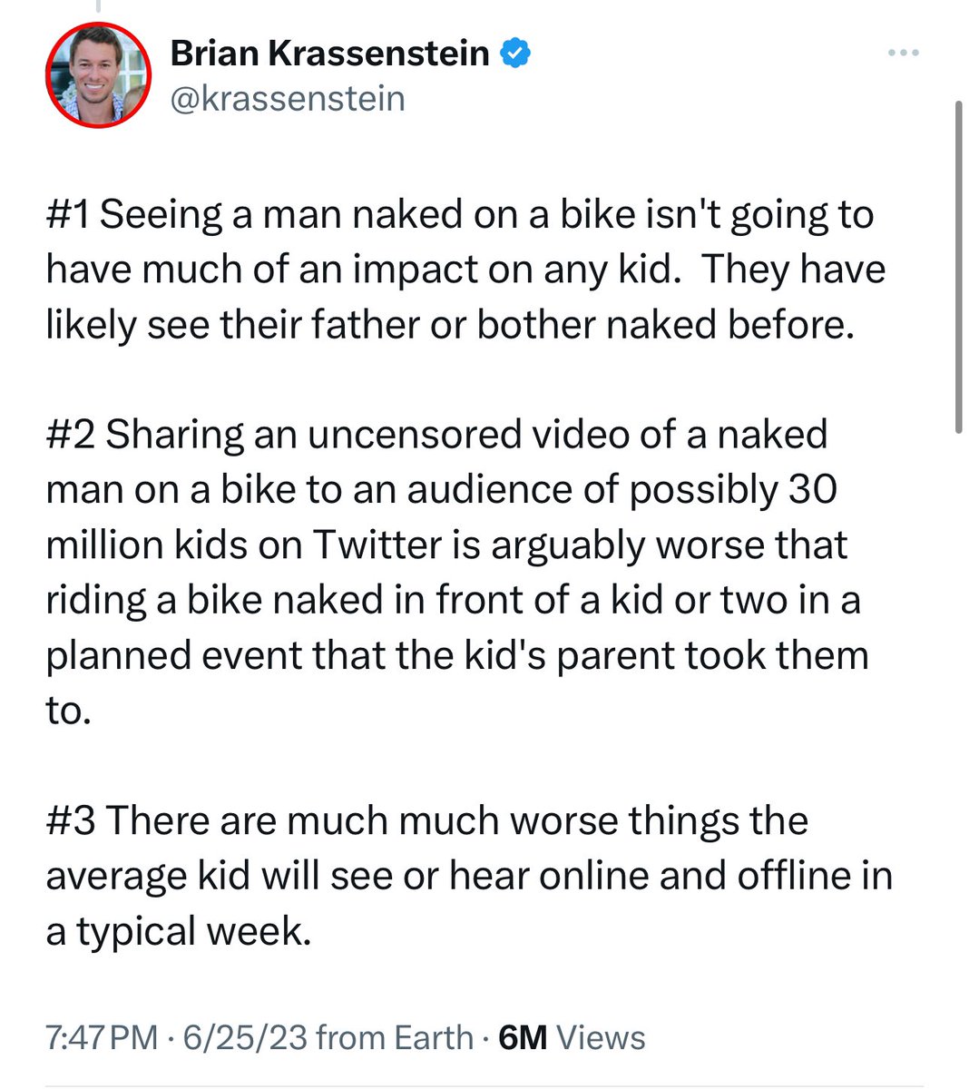 Still can’t get over this tweet.

The argument boils down to, “kids are sexualized all the time, so let’s turn a blind eye to it.”
