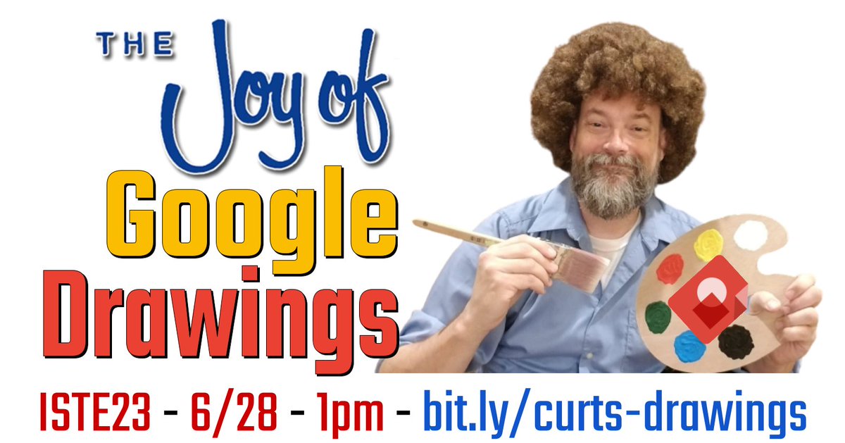Join me at #ISTELive today at 1pm for:

🎨 The Joy of Drawings: Amazing Learning Activities with Google Drawings

✅ Session details: conference.iste.org/2023/program/s…

🧰 All my ISTE sessions at: bit.ly/curts-iste23

#ControlAltAchieve #edtech #GoogleEDU #EduTwitter @ISTEofficial