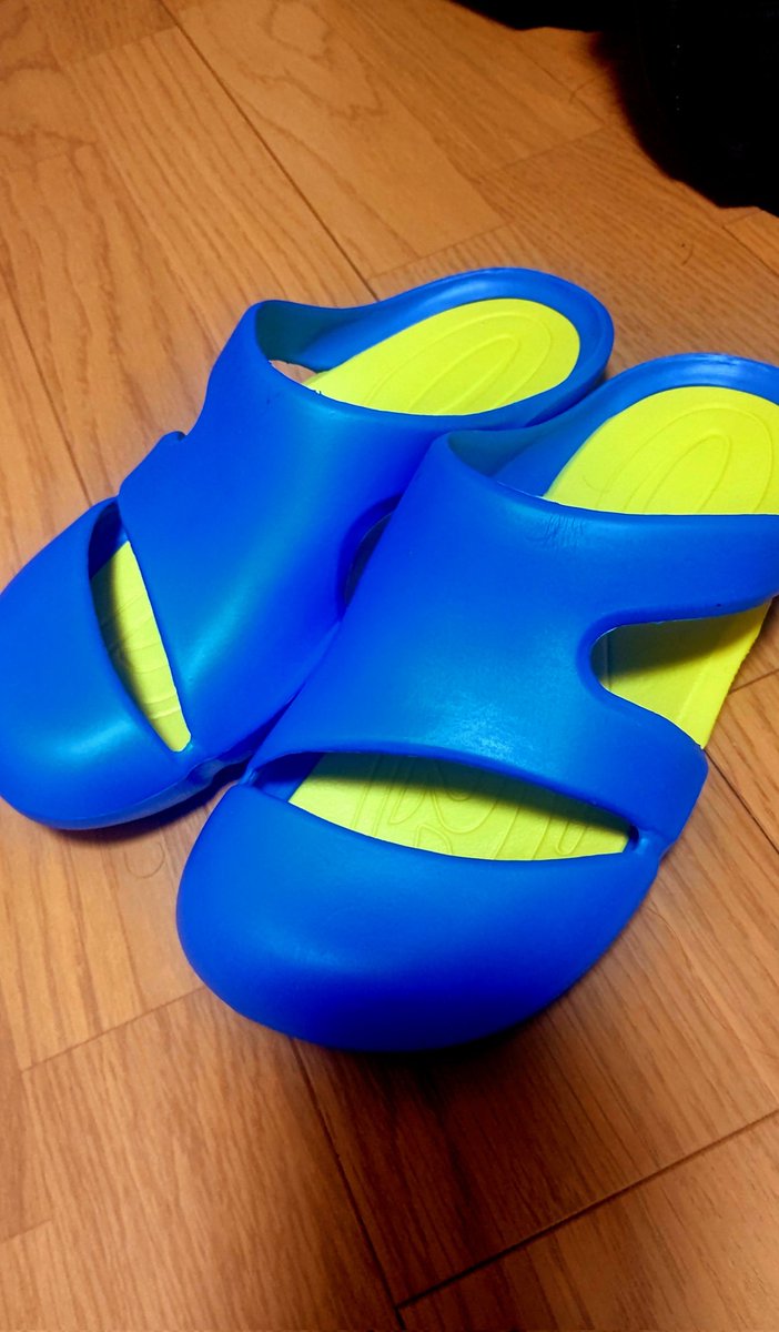yon_yon444's tweet photo. 職場用にダイソーで買ったサンダル……なんか見覚えのある配色だなと思ってたら、あれだ。

アクロバッターだ！……これはちょっと手を加えたくなるなぁ😆 https://t.co/SDdO6jOpwo