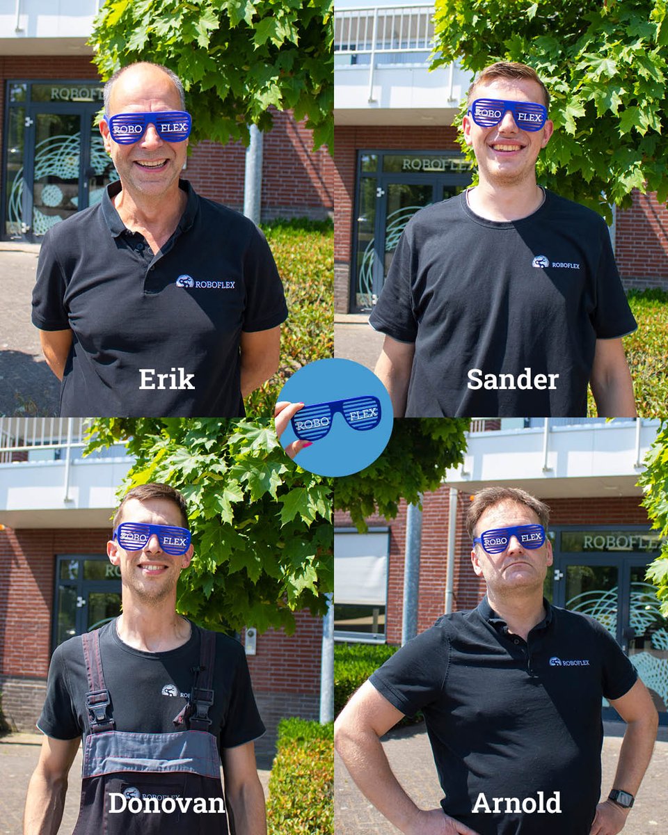 RoboFlexRobotic's tweet image. Onze collega&apos;s rocken de Roboflex-zonnebril in de Brillenparade! 😎 Swipe naar links en beslis wie het beste straalt. Laat je favoriet weten en wie weet wint die de stijlvolle zonnebril! 🔥 #Roboflex #Brillenparade #StijlvolleCollega&apos;s #ZonnebrilFever #Werkplezier #Fashion