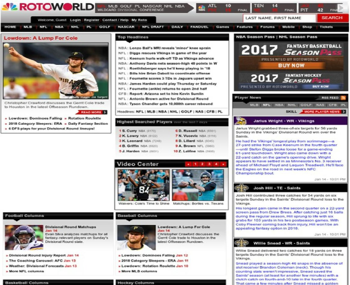 @rotoworld Which fantasy sports info provider are you rolling with, now that NBC geniuses have gutted the venerable Rotoworld? Once upon a time, as in the pic, Rotoworld offered an abundance of info vital to fantasy managers. Now, nothing but video above the fold @NBCSports @CBSfantasy