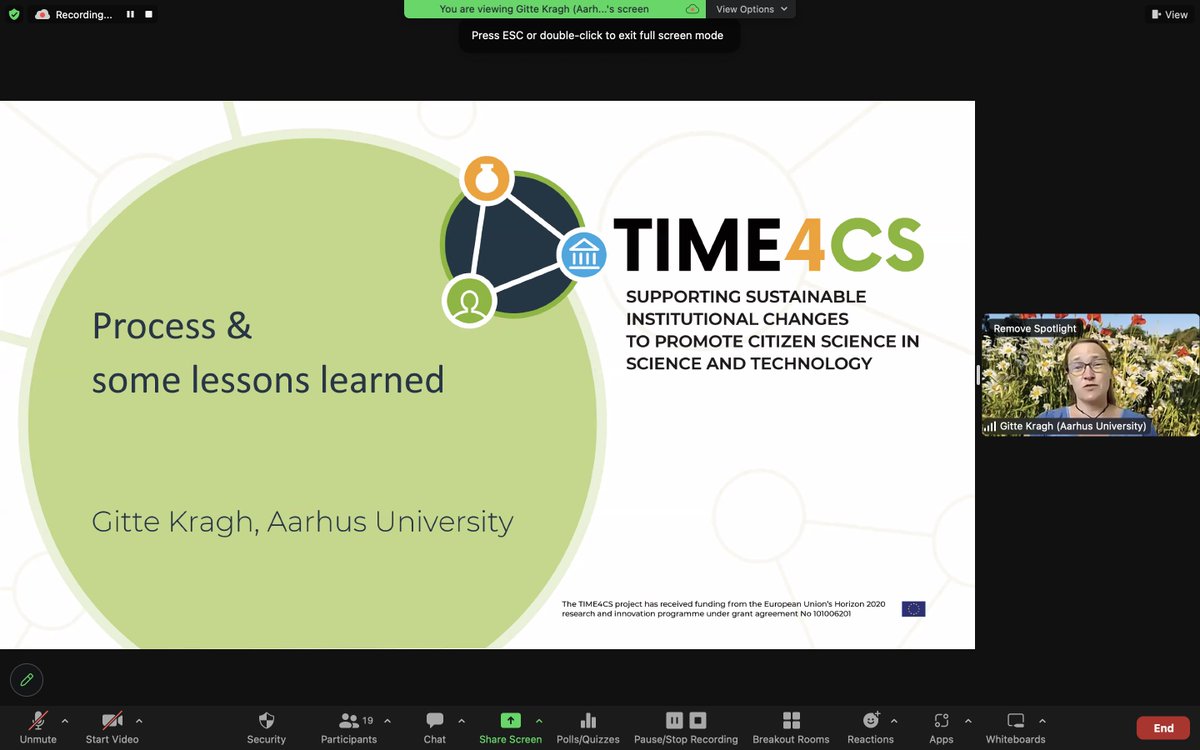 TIME4CS's tweet photo. Today's 1st speaker is our very own consortium partner Gitte Kragh from @AarhusUni 👏
@GitteKragh will be presenting the work done to help research institutes support #CitizenScience and lessons learned so far from the #TIME4CS project 🙌 https://t.co/5WMPSYjVPI