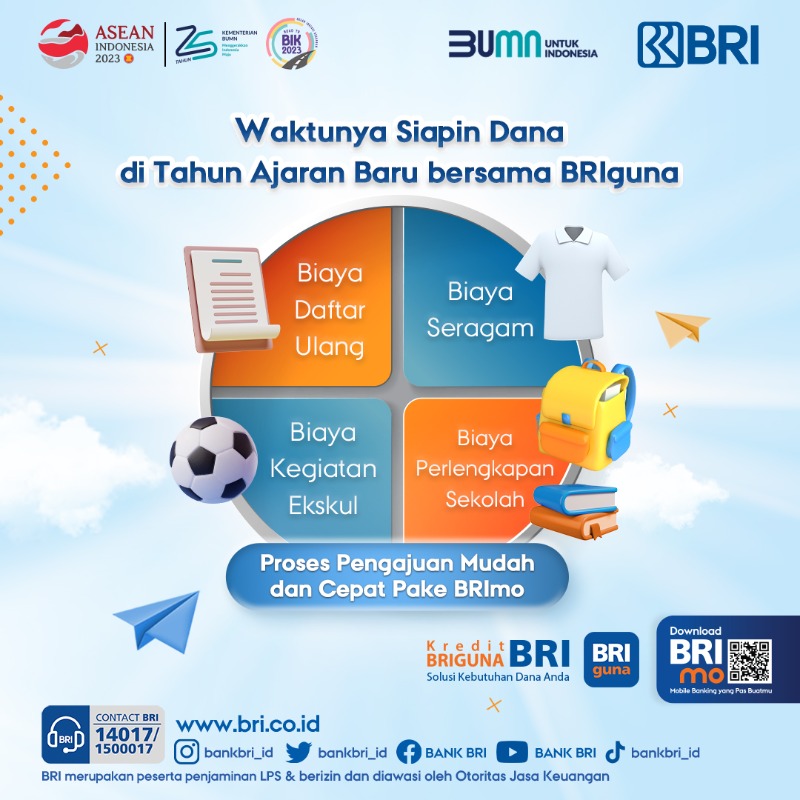 promo_BRI's tweet photo. Sobat BRI,
Memasuki tahun ajaran baru, banyak dana yang harus dipersiapkan nih..

Tenang aja..
Apapun biayanya, penuhi semua dengan BRIguna.
Segera ajukan pake BRImo, prosesnya mudah, cepat cairnya.

#BRI #BRIguna #BeraniWujudkanMimpi