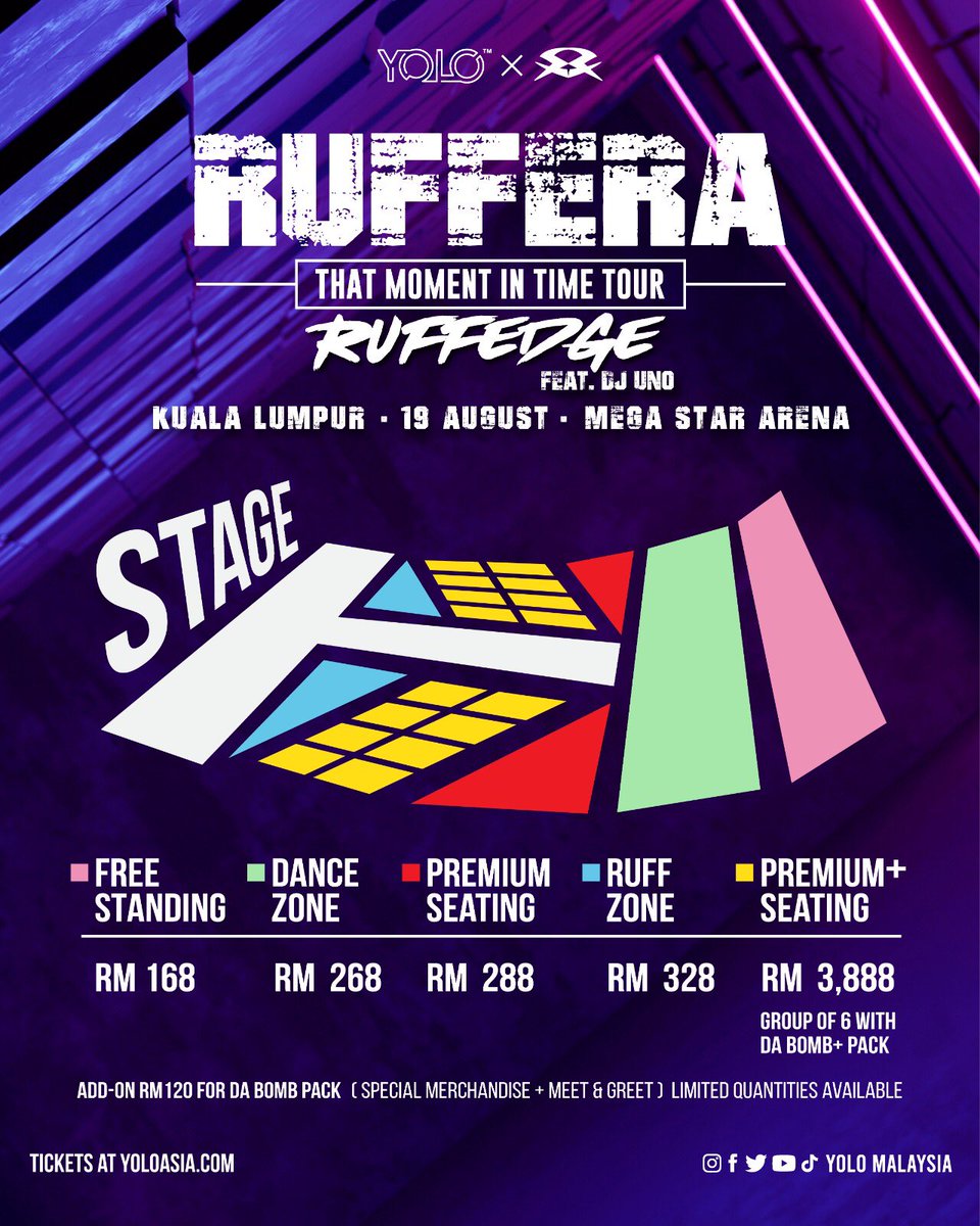 yolo_malaysia's tweet photo. Tipah tertipu! Jualan tiket dibuka esok 10AM
RUFFERA That Moment In Time Tour Kuala Lumpur | RUFFEDGE ft. DJ Uno
📆 19 August 2023
📍Mega Star Arena
➡️ TICKETS: https://t.co/qTdalLaPUi
#RUFFERA #YOLOxRUFFEDGE #Ruffedge https://t.co/6vAnSibd7v