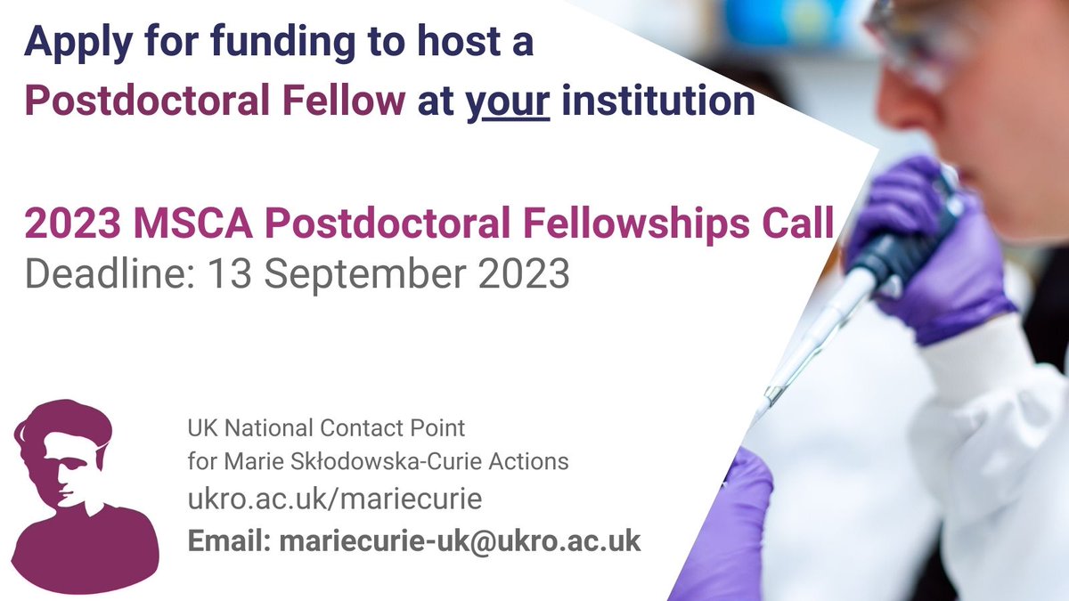 ⭐️Read our free &amp; detailed info webinar to learn more about the call &amp; how to apply
➡️ukro.ac.uk/events/msca-po…

📢Publish your expression of interest to find #researchers:
➡️msca.b2match.io/home
➡️euraxess.ec.europa.eu/jobs

We're here to help at 📩 mariecurie-uk@ukro.ac.uk

3/3🧵