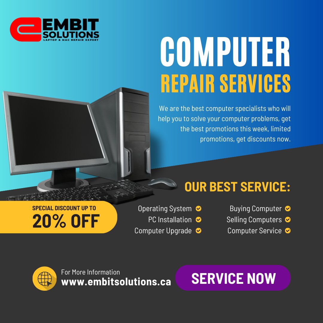 embitsolution's tweet image. Computer Repair Services!...
𝐅𝐨𝐫 𝐦𝐨𝐫𝐞 𝐢𝐧𝐟𝐨𝐫𝐦𝐚𝐭𝐢𝐨𝐧:
𝗘𝗺𝗮𝗶𝗹 𝗮𝘁: info@embitsolutions.ca
𝐕𝐢𝐬𝐢𝐭 𝐨𝐮𝐫 𝐰𝐞𝐛𝐬𝐢𝐭𝐞: embitsolutions.ca &amp;amp; embitsolutions.myshopify.com
#computerrepair #brampton #Canada