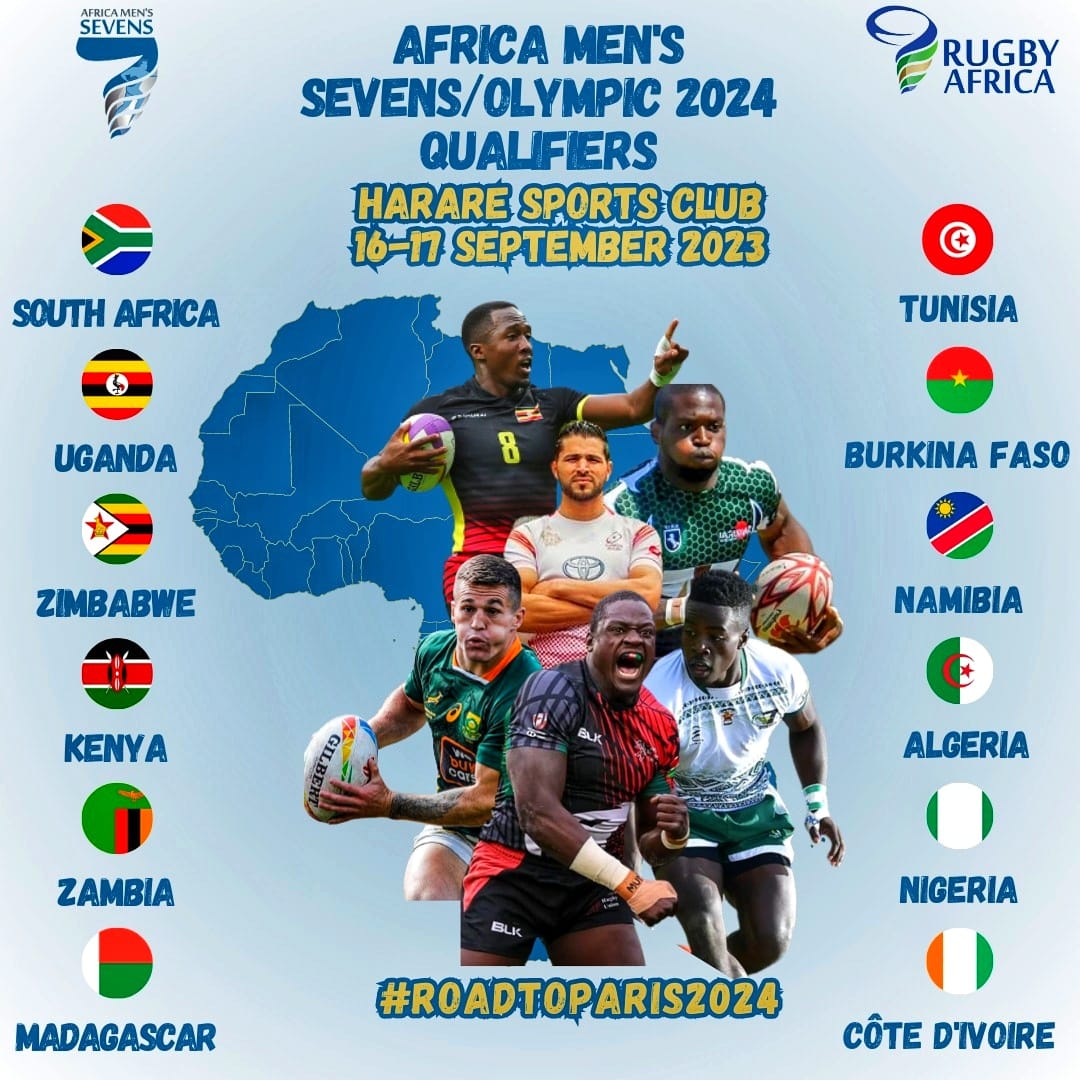The 12 teams participating in the 2023 Africa Men's Sevens/Olympic Qualifiers event 

@lizardrugby
@azeezladipo
#roadtoparis2024
