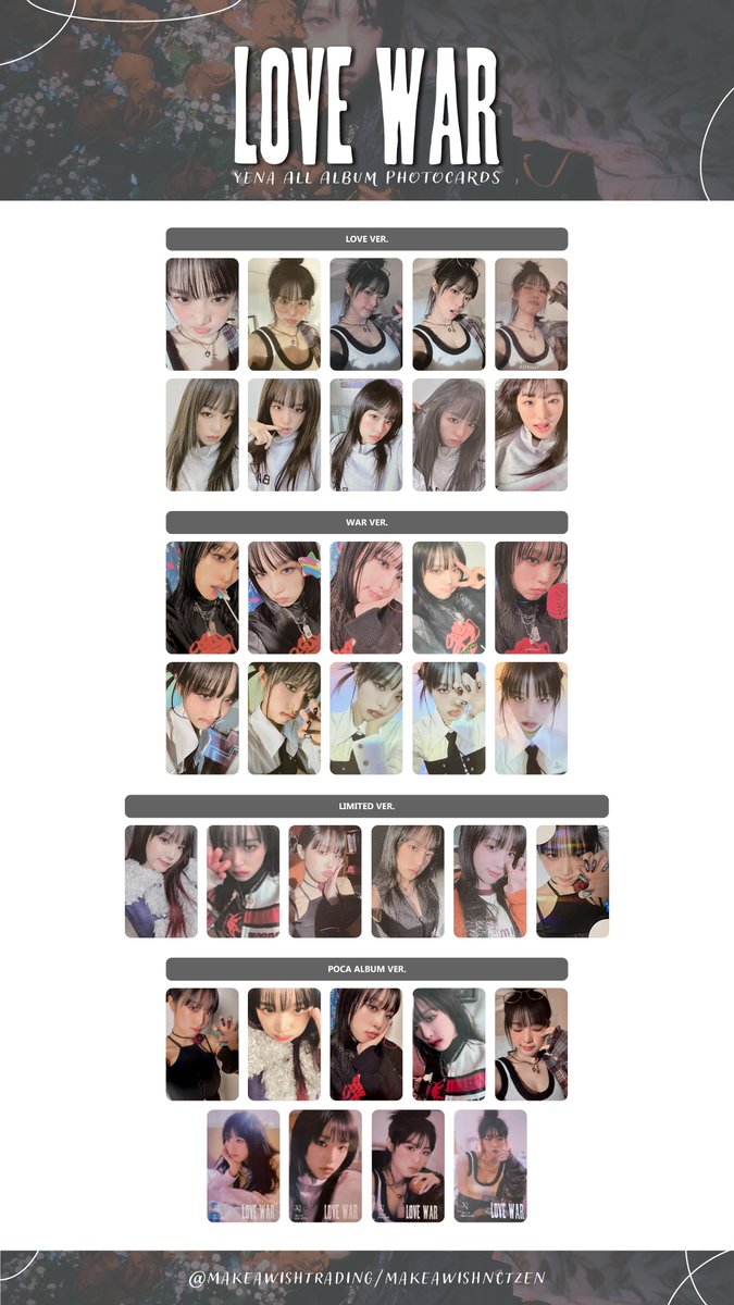 イェナ yena 特典 トレカ photocard LOVE WAR choi yena 최예나 