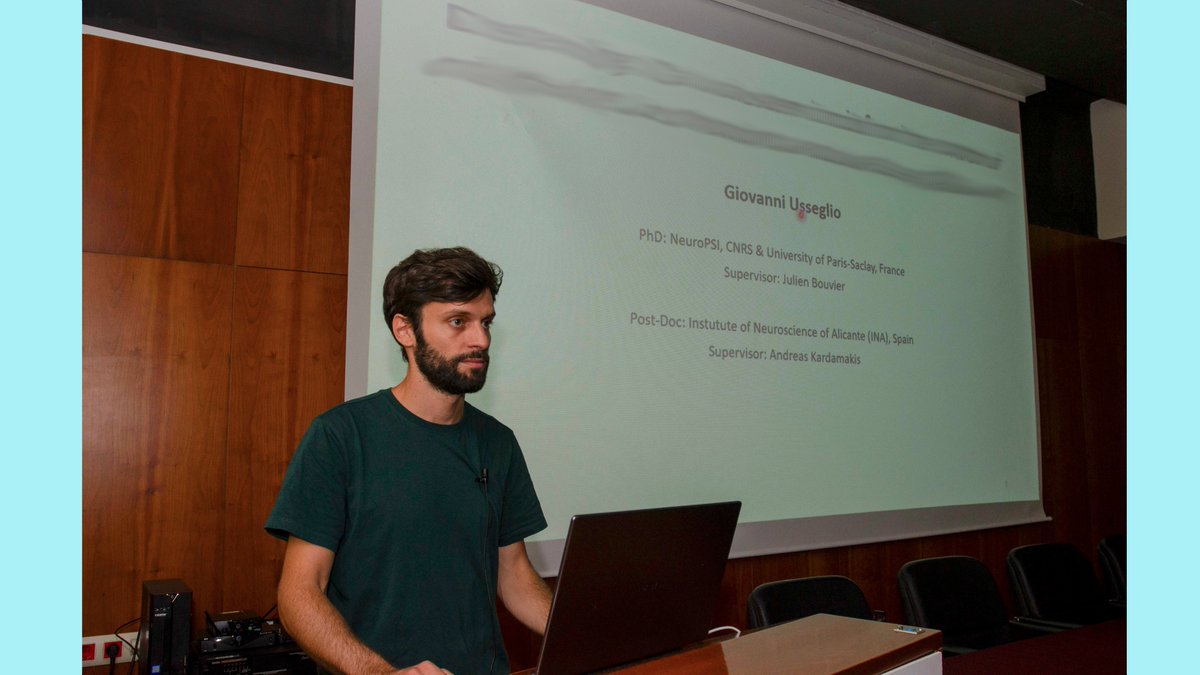 NeuroAlc's tweet photo. Hoy el #IN_ResearchProgram-Programa de Investigación "Modulación Sináptica de los Circuitos Neuronales y Comportamiento" ha ofrecido un nuevo seminario científico con la presentación del Dr. Giovanni Useglio (lab Dr. Andreas Kardamakis @KardamakisAndre) 👏👏👏 https://t.co/lX2ZungmfY
