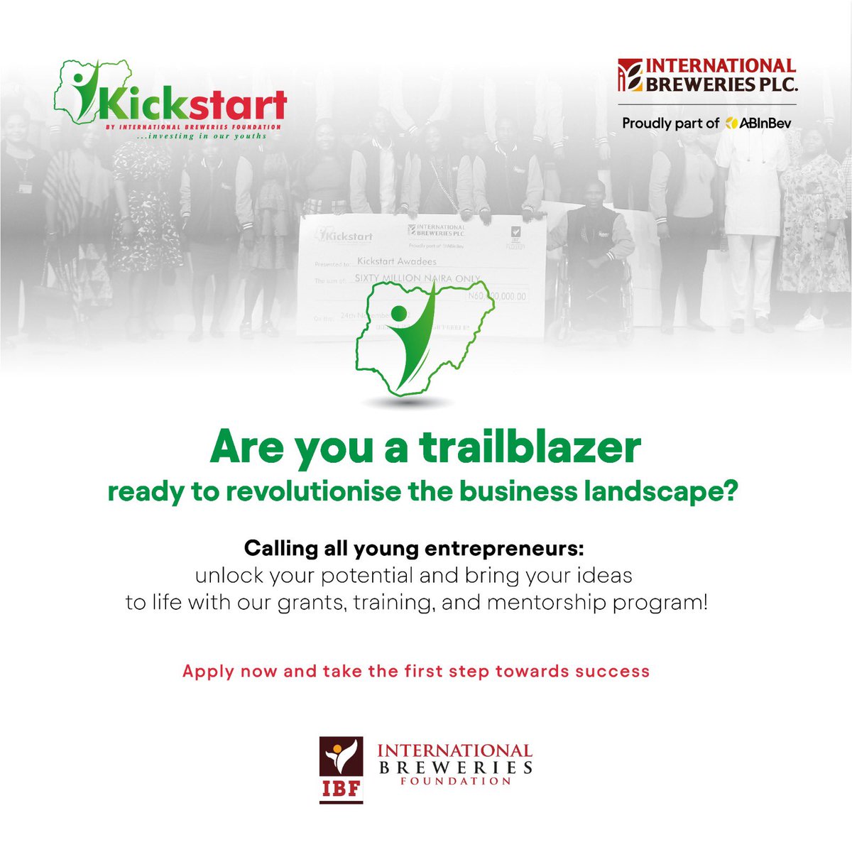 IBPlc_ng's tweet photo. Apply now to Kickstart Entrepreneurship Initiative 2023 for young entrepreneurs aged 18-35. Gain exclusive training, mentorship, and up to 3 million naira grant. Click the link in our bio. #Kickstart2023 #IBPLCKickstart #KickstartWithIB https://t.co/TRV6ia4nqY