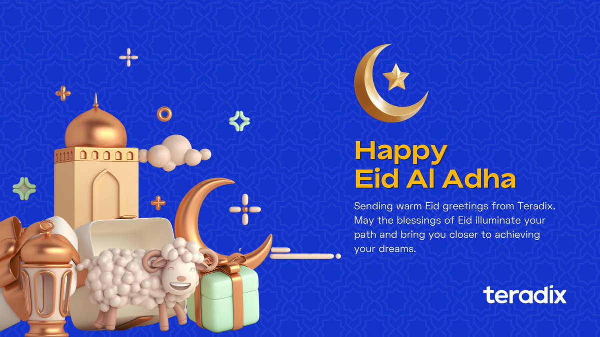 TeradixInc's tweet photo. 🌙 Eid Mubarak from Teradix eProcurement! 🌙 

As we celebrate the joyous occasion of Eid al-Adha, Teradix eProcurement extends warm wishes to all our valued customers, partners, and employees around the world. May this festive season bring you peace, happiness, and prosperity! https://t.co/k9tX1JpXQs