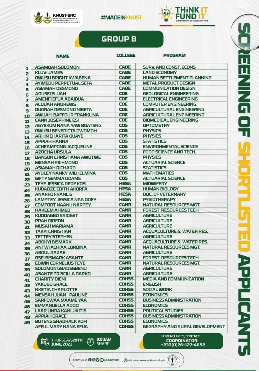 _i_am_frank's tweet photo. *Shortlisted Applicants For The Entrepreneurship Endowment Fund*

THINK IT FUND IT

©️🔰𝐒𝐑𝐂 𝐏𝐔𝐁𝐋𝐈𝐂𝐈𝐓𝐘 𝟐𝟐/𝟐𝟑 https://t.co/JV5NiClMO3