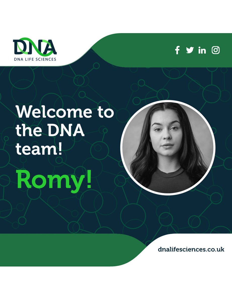 DNA Life Sciences (@dnalifesciences) on Twitter photo Welcome to the team Romy!👋
Romy joined the DNA Life Sciences team this week and we are so excited to have her on board as a Business Development Consultant
Welcome to the team and best of luck in your journey with us!🧬
#welcometotheteam #lifesciences #recruitment Welcome to the team Romy!👋
Romy joined the DNA Life Sciences team this week and we are so excited to have her on board as a Business Development Consultant
Welcome to the team and best of luck in your journey with us!🧬
#welcometotheteam #lifesciences #recruitment