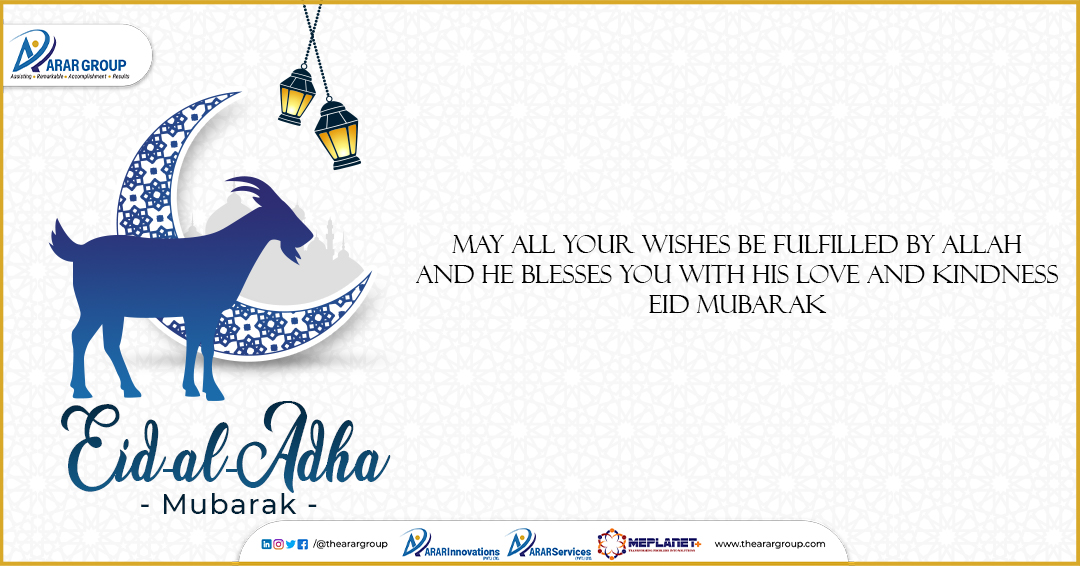 arar_group's tweet photo. In the true spirit of Eid ul Adha, We wish that your sacrifices and prayers are accepted by Allah.
Arar Group is wishing you a very happy Eid Mubarak!
#ArarServices #ArarInnovation #MEPLANET+ #EidAdha #EidulAdha #EidAlAdha #EidMubarak #HappyEid #Eidi #Happy_Eid #Islam https://t.co/rVA27V7RGN