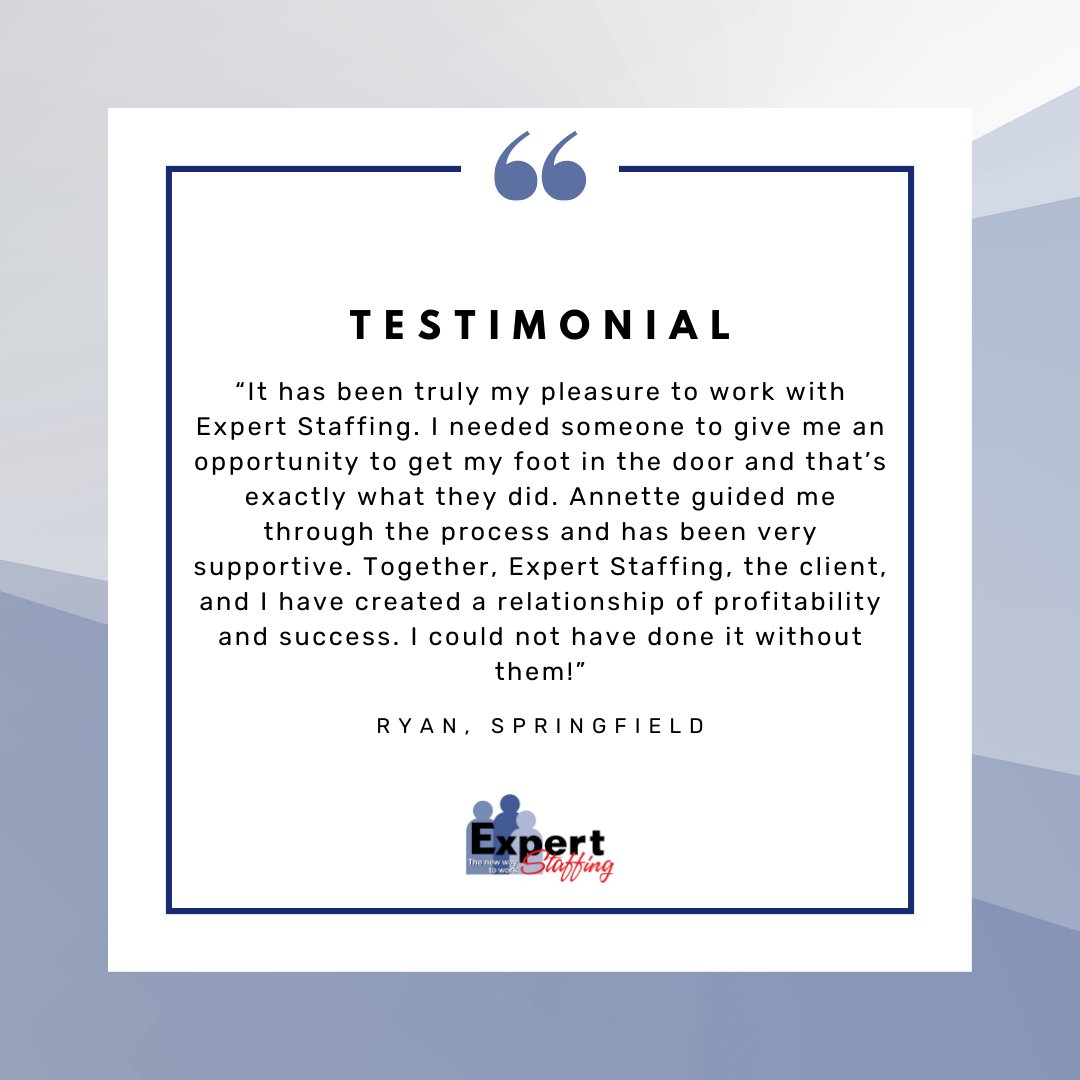 ExpertStaffing_'s tweet photo. Thank you for your kind words! Like Ryan, our team of recruiters is here to help candidates get their foot in the door with New England’s leading employers.  

Get started today! https://t.co/GsI0pSip43.  

#NowHiring #Expert #ExpertStaffing #Staffing #StaffingServices https://t.co/60la6fhiBO