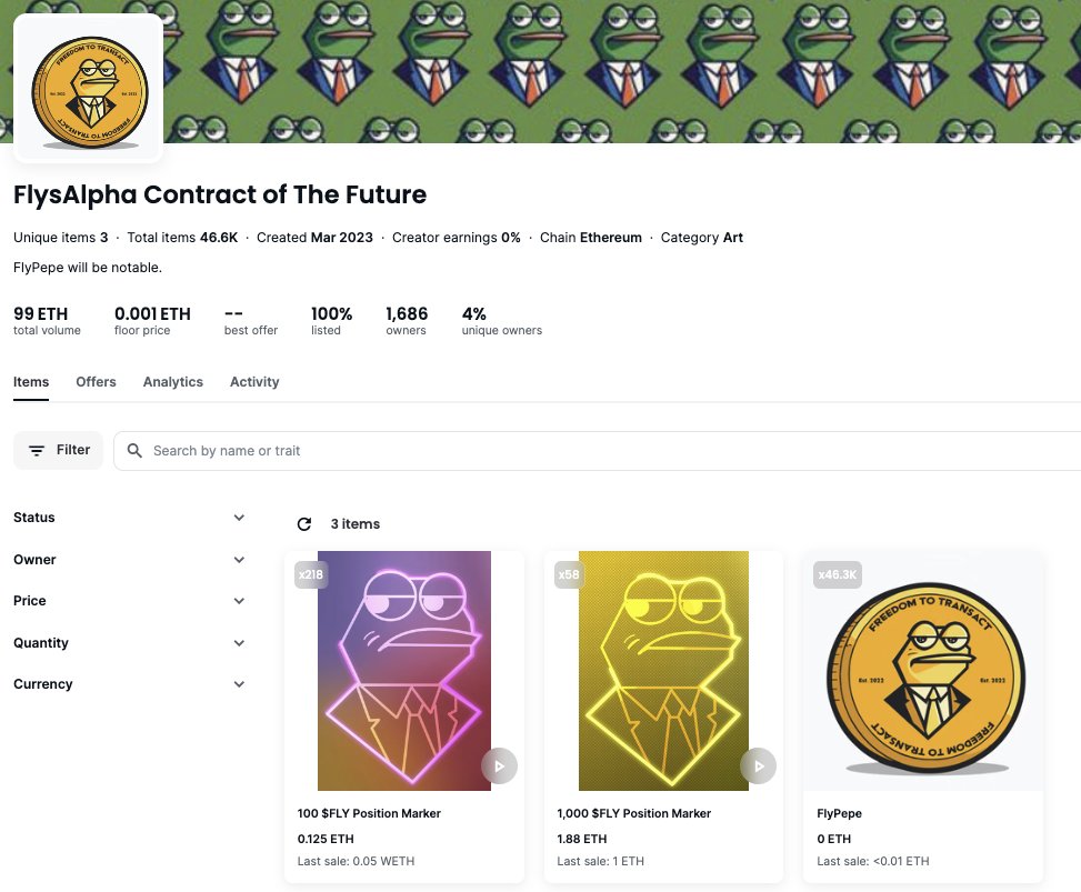 Time for some accountability.

Earlier this year <a href="/flywheelfund/">Flywheel ⌐🆇-🆇</a> took advantage of the open edition meta &amp; raised ~$1M in what has to be one of the top 10 scams of 2023.

"FlyPepe will be notable" 🥹

What was the worst scam you've witnessed this year?