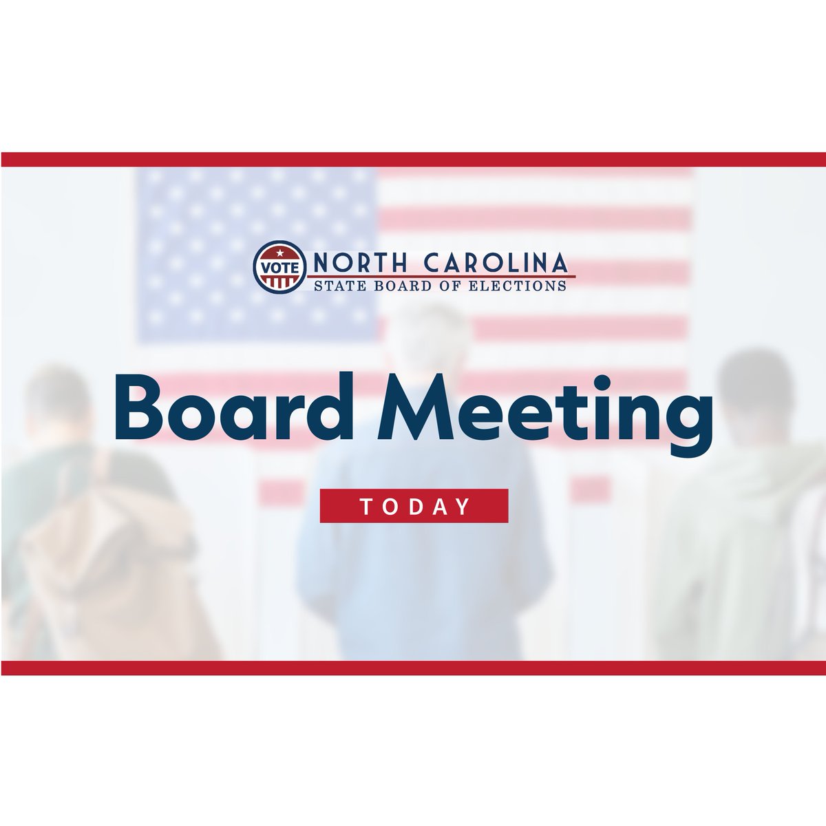 NCSBE's tweet photo. The State Board of Elections will hold an in-person meeting at 11 am today. Agenda and how to listen: https://t.co/lpba8zjKvz

#NCpol #YourVoteCountsNC https://t.co/bm6viX3ICi