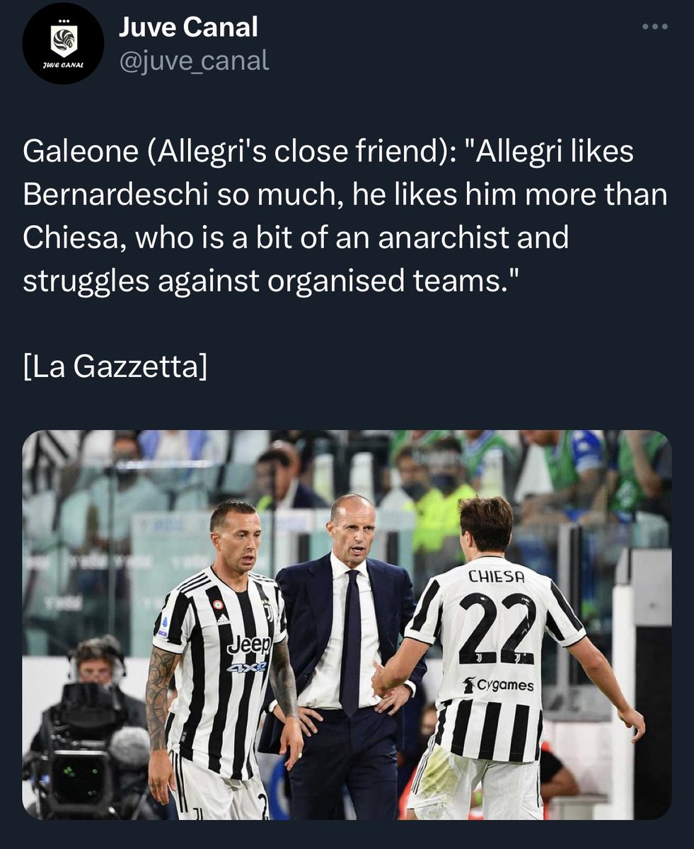 We're letting our strategy be dictated by a coach who thinks Bernardeschi is better than Chiesa...