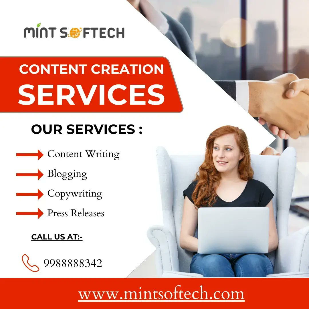 MintSoftech's tweet photo. Fuel your brand's success with our exceptional content creation services. From captivating blog posts to engaging social media content, Contact MintSoftech for engaged content services at - 9988888342.
or Visit below 👇👇
https://t.co/dqRdr7N5rJ
#ContentCreation #Mintsoftech https://t.co/JMZKzoX2NC
