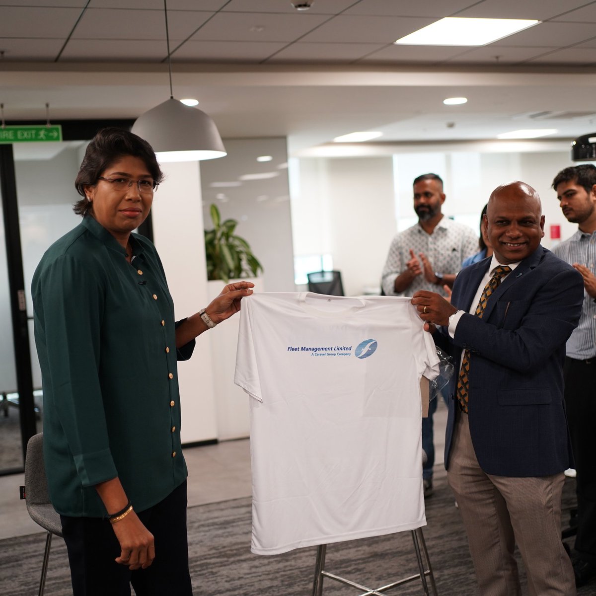 Fleet_stories's tweet photo. Former ICC Female Cricketer of the Year 2007 and winner of the coveted Padma Shree and Arjuna Awards, Jhulan Goswami (@JhulanG10), visited our office in India to celebrate the IMO’s Day of the Seafarer with our team and seafarers. 

#DayoftheSeafarer #FLEETWay #FLEETStories https://t.co/TEAiKSYZjS