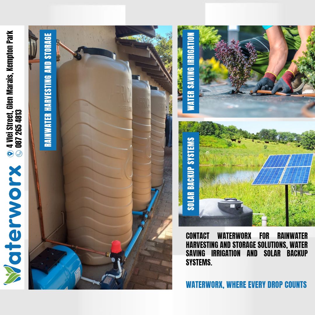 PivotPromotions's tweet image. Waterworx specialises in water backup systems, rainwater tanks, grey water systems, filtration, irrigation, pumps and solar alternatives.

Shop 16, Goodies Lifestyle Centre, 4 Vlei Street, Glen Marais, Kempton Park

#backupsystems #water #rainwater #greywater #filtration