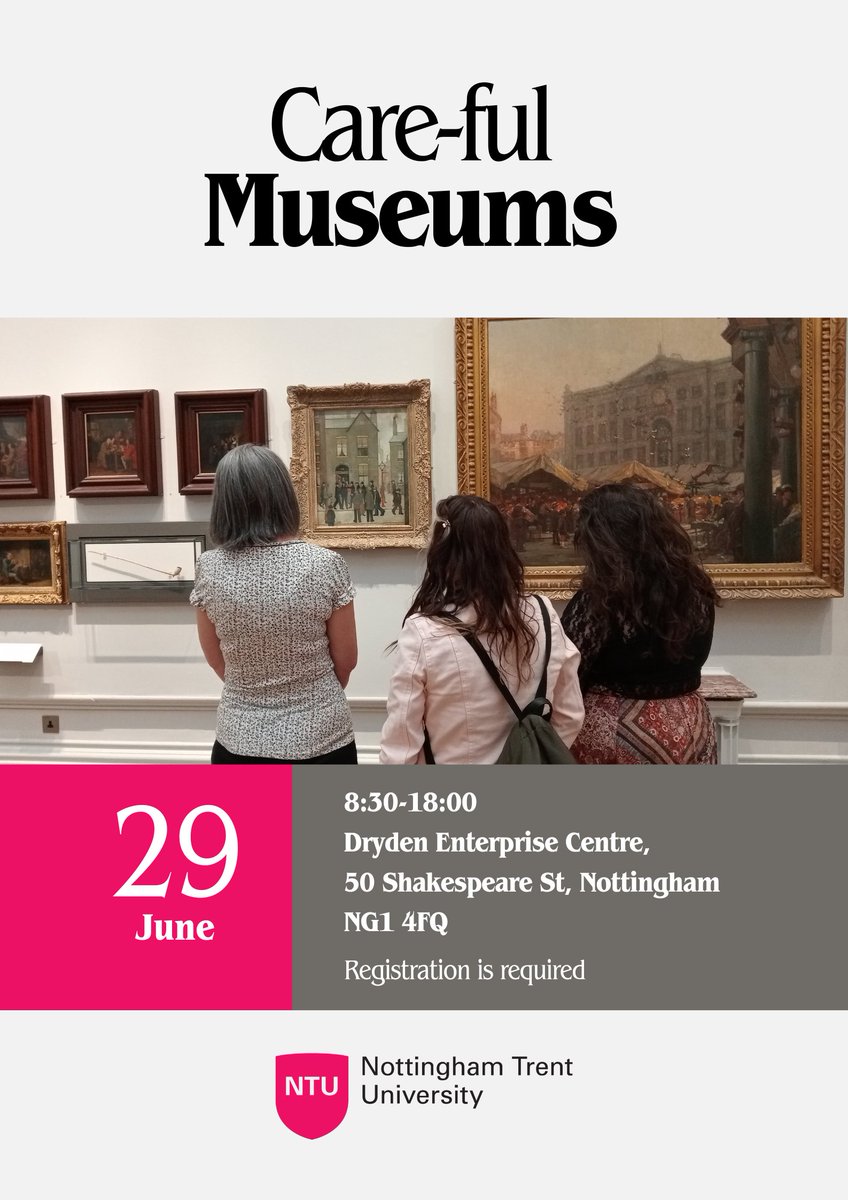 Getting exited to welcome all the fantastic speakers to our Care-ful Museum conference on Thursday and learning all about the different practices across the sector @ntuhum @TrentUni