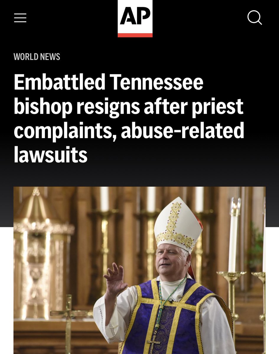 TheTNHoller's tweet photo. UPDATE: Embattled @knoxdiocese Bishop Stika has RESIGNED amidst sexual abuse cover-up allegations. 

@ltgovmcnally had him give the opening prayer at the senate as they spent the entire session persecuting trans people in the name of “protecting kids” 🤔
https://t.co/GqidnilH4L https://t.co/YcSQZaoLKa