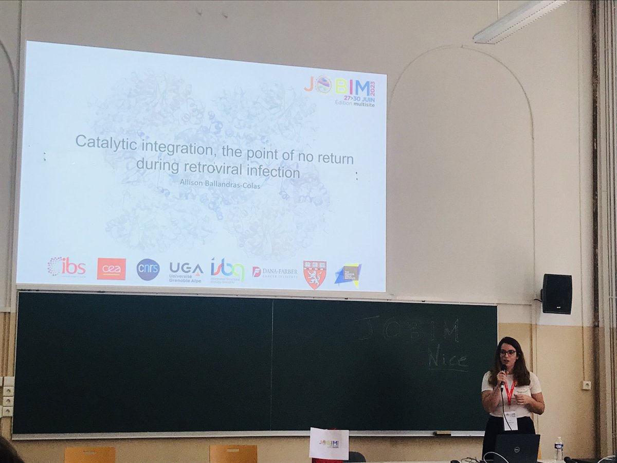 afiston's tweet photo. Nice talk from Allison Ballandras  entitled Catalytic integration, the point of no return during retroviral infection @SfbiFr @jobim2023 #Bioinformatics https://t.co/XZh2q5bAPZ