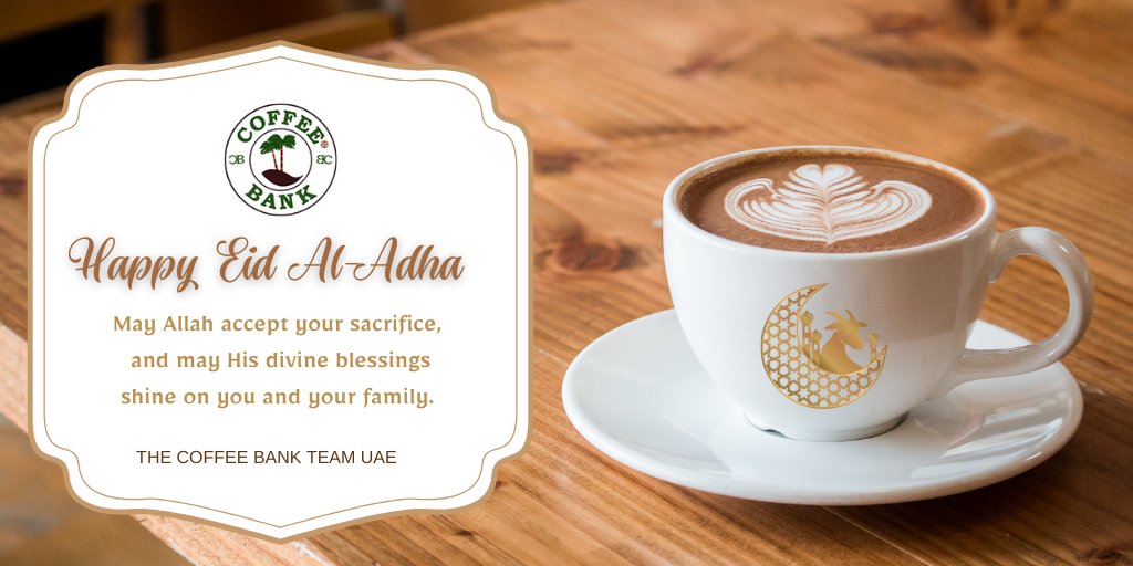 #HappyEidAlAdha2023 to our Muslim brothers &amp; sisters across the globe! Have a joyous celebration.

For your coffee needs, call +971 6 526 6444 or message us at +971 56 995 3333. Better yet, drop by -- Shop No. 3, Al Khan Palace Bldg., Al Khalidiya Road, Sharjah, UAE