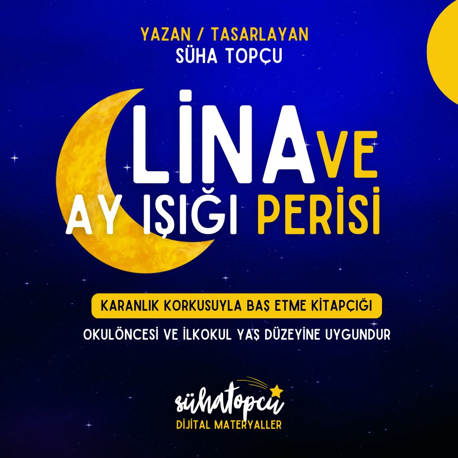 Herkese selam 🧩 Uzun zamandır okulöncesi ve ilkokul yaş düzeylerine uygun olarak interaktif kitapçıklar yazıp tasarlıyorum. Az önce yayınladığım 
karanlık korkusuna yönelik “Lina ve Ay Işığı Perisi” kitapçığıma ulaşmak için linki tıklayabilirsiniz 🧩

shopier.com/ShowProductNew…