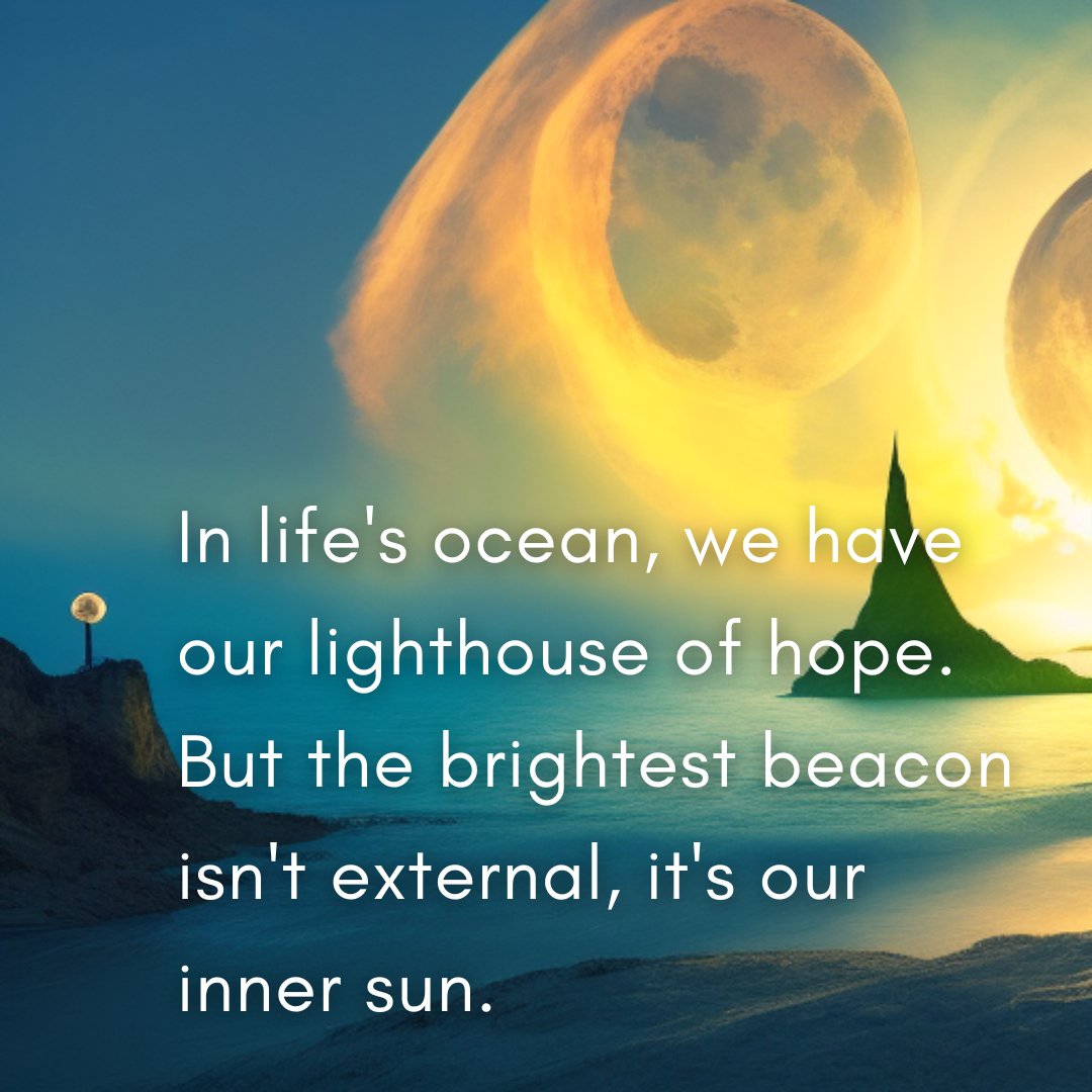 PositiveV247's tweet photo. In life's ocean, we have our lighthouse of hope. But the brightest beacon isn't external, it's our inner sun. Let it guide you towards endless possibilities. ๐
โ๐
#LighthouseOfHope #InnerSunshine #NavigatingLife #hope #motivation https://t.co/aUHfvjU6Mb