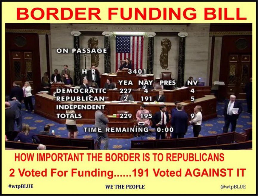 TWO republicans voted
FOR the boarder bill

CRUZ was NOT one of them

#ONEV1
#ResistanceUnited
#DemVoice1
#TruBlue