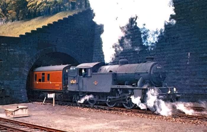 V3 67617 (64A St. Margarets) banks empty coaching stock for The Heart of Midlothian into Calton tunnel 26 June 1962 📸Frank Spaven Collection