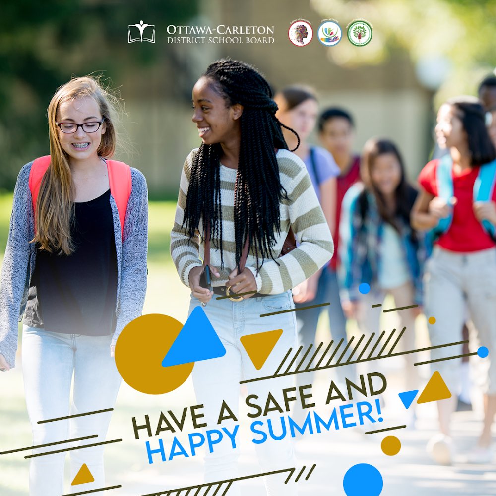 Today is the last day of school for our #OCDSB secondary students. Wishing all our students a safe and happy summer, and sending a big congratulations to our graduates!