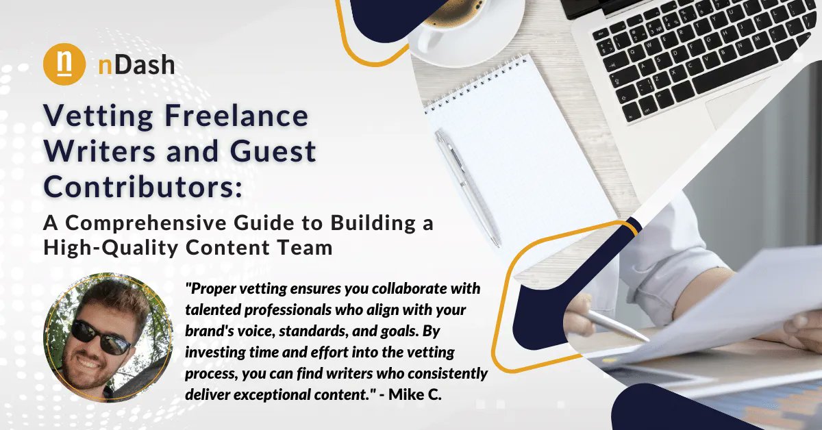 nDash's tweet image. Struggling to find the best fit for your content team? 🤔 Discover the best methods for assessing writing skills of #freelancewriters and guest contributors. From #writingsamples to portfolio review, find the right match for exceptional #contentcreation. 

buff.ly/3C3VQj7