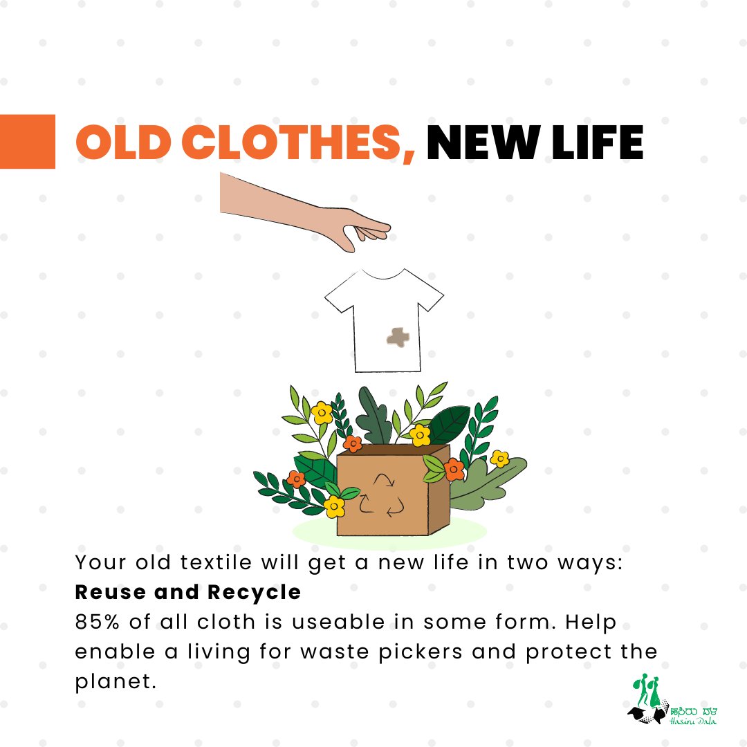 Hasiru_Dala's tweet photo. Take some out to clean your cupboards! 
Here's our solution for old clothes that would end up in the landfill: send your clothes to us &amp; we will ensure they are reused or recycled!
Wash, dry and then hand them over to us!
Contact Goutham at 80955 42537 or Halesh at 81509 82367 https://t.co/787b5RXnZW