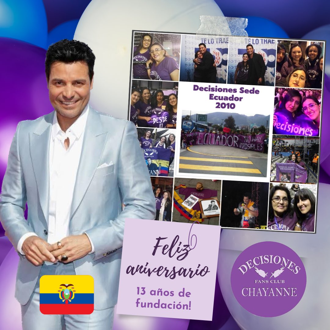 decisiones_ec's tweet photo. Hoy es un gran día para celebrar 🎉 

Estamos de aniversario junto a todas nuestras hermanas #decisionesfansclub🇦🇷🇪🇨🇨🇷🇺🇾🇵🇪🇨🇱🇸🇻 

Sigue el hilo 👇🏼 

#FelizAniversario13 #DecisionesEcuador #ChayanneNosUne #Chayanneras #27Junio2010 https://t.co/E8mwnVABXd