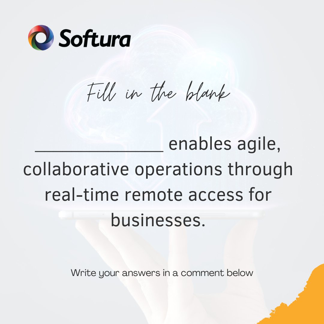 Softura's tweet image. It’s Quiz Time! Guess the missing word and drop your answers in the comment section below 💭.
#CloudComputingAdvantages #BusinessTechnology #DigitalTransformation #CloudSolutions #RemoteCollaboration #EfficiencyThroughCloud #BusinessProductivity #CloudEmpowerment