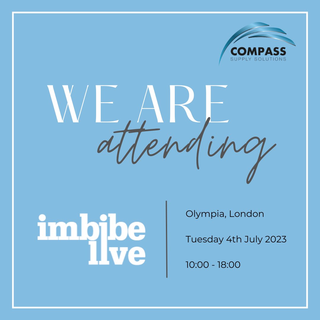 compass_supply's tweet photo. We are attending Imbibe Live! 

We are going to be there on Tuesday 4th July from 11:30am. If you’d like us to visit your stall or if you’d like to meet us, let us know! 

Call us on 01329 690 000.

See you there! 

#imbibelive #imbibe #london #olympia https://t.co/q82YrxypKp