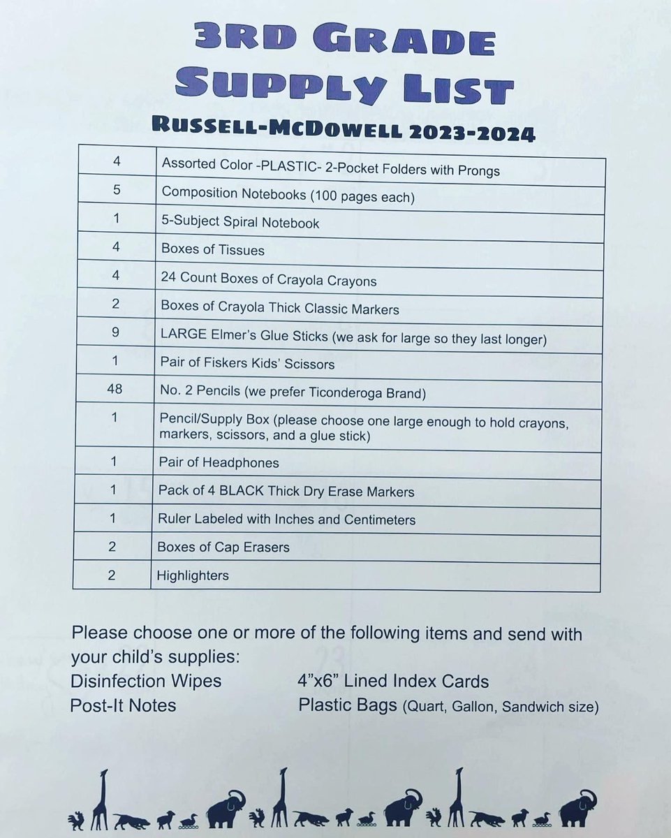 russellind's tweet photo. R-MIS Supply List 23-24 📓 https://t.co/HzKrj1nR2r
