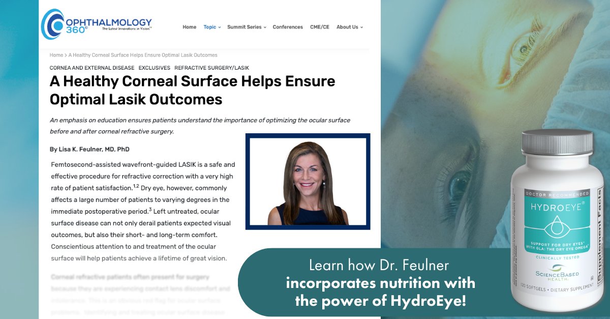 Dr. Feulner has personally witnessed how HydroEye® can benefit her patients and support successful LASIK outcomes. <a href="/OPH360/">Ophthalmology 360</a>  ophthalmology360.com/print-exclusiv…