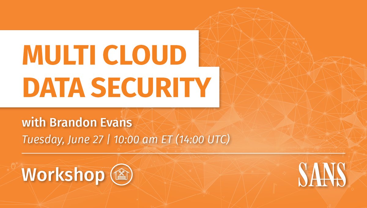 SANSCloudSec's tweet photo. 🚨 Reminder: Our Workshop with @brandonmaxevans starts in 1 hour!

Attend this @SANSInstitute Workshop and you'll get "Hands-On" with #MultiCloud #DataSecurity and security data in the Big 3 cloud providers.

🎙️ Tune in and register here: https://t.co/X1cHTaIXBr

#CloudAgnostic https://t.co/y6WvZsMyqf