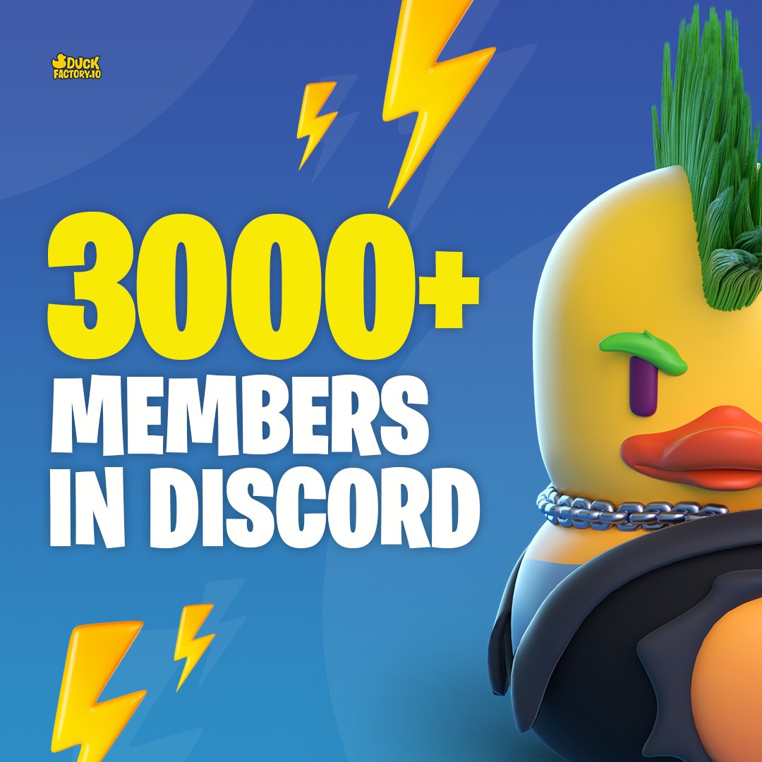 Duckfactory_io's tweet photo. 🎊 A huge quack-tastic milestone! 🎊

Congratulations to our amazing Duckfactory Discord community for surpassing 3,000 members! 🎉🦆

Thank you all for your enthusiasm, support, and lively conversations. Together, we're building a flock like no other! 🌟🌈

#Duckfactory #GameFi #NFTCommunity #NFTs