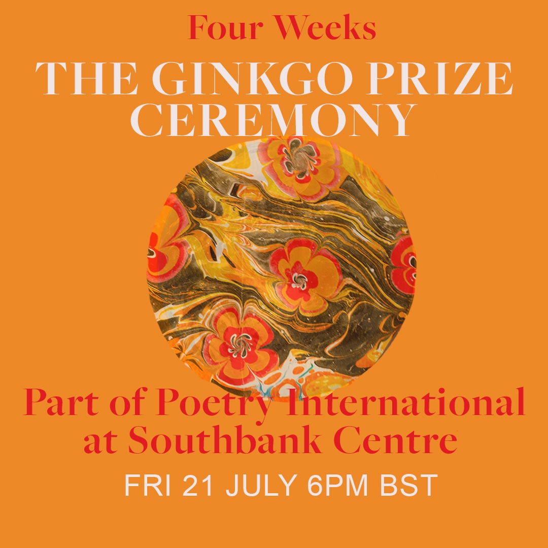 Ginkgo Prize for Ecopoetry (@ginkgoprize) on Twitter photo Less Than 4 Weeks 🚨
Our Ginkgo Ceremony at Southbank's Poetry International Festival 🌞
Friday 21 July, 6 pm (BST), in the <a href="/southbankcentre/">Southbank Centre</a>'s Purcell Room, Queen Elizabeth Hall as part of Poetry International.
Sign up here: bit.ly/3NraXIC Less Than 4 Weeks 🚨
Our Ginkgo Ceremony at Southbank's Poetry International Festival 🌞
Friday 21 July, 6 pm (BST), in the <a href="/southbankcentre/">Southbank Centre</a>'s Purcell Room, Queen Elizabeth Hall as part of Poetry International.
Sign up here: bit.ly/3NraXIC