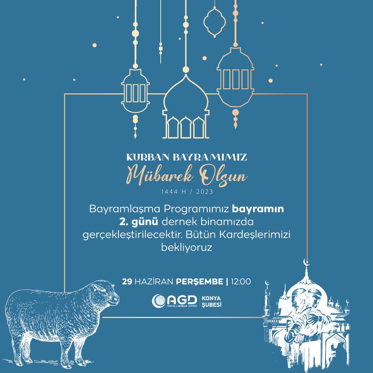 📌Bayramlaşma Buluşması

🗓 29 Haziran Perşembe 2023

🕛 12:00

📍AGD Konya il binası