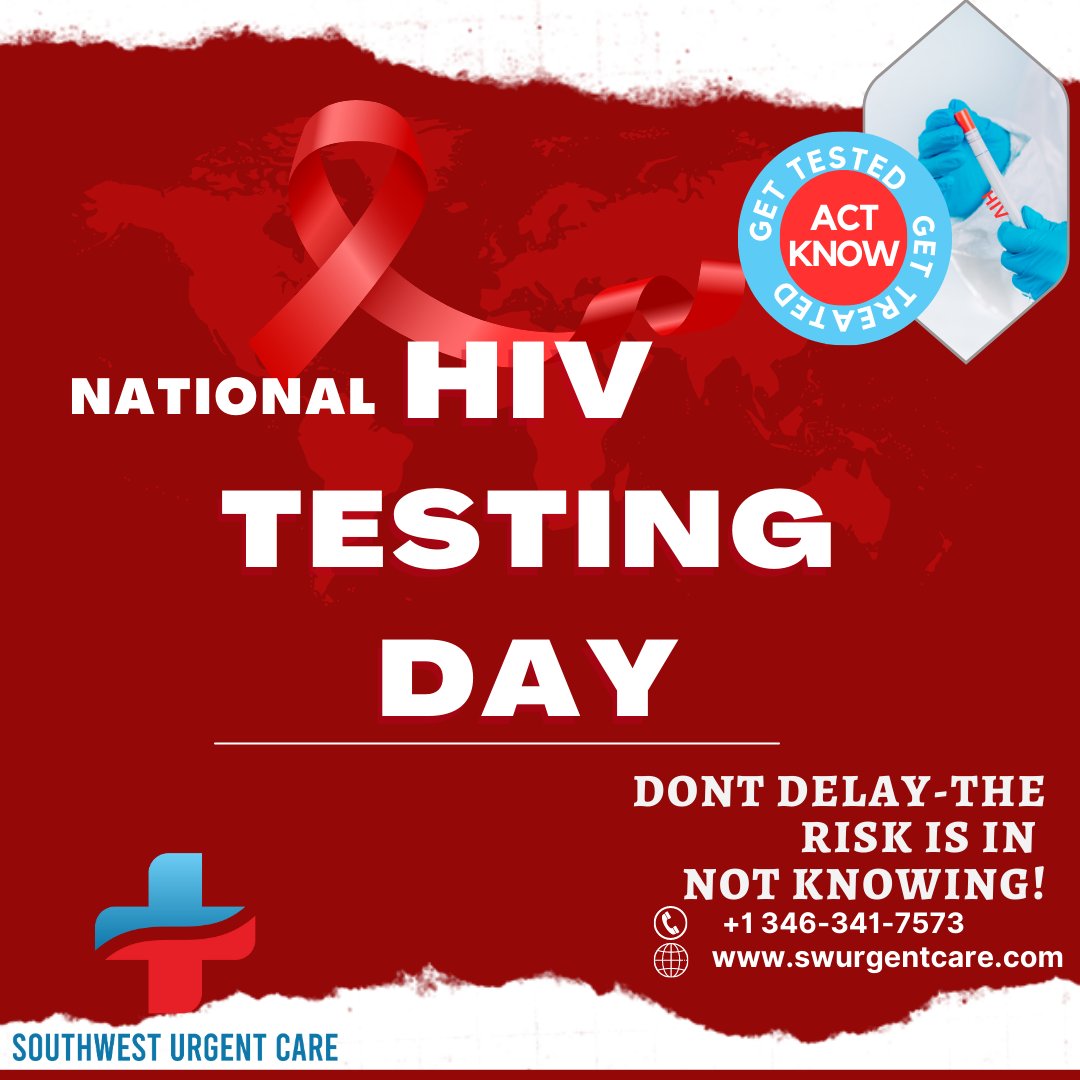 Don't let Fear or Stigma hold you back! ⚠️
QUICK & DISCREET testing services! +1 346-341-7573. Protect yourself & loved ones!
Click: swurgentcare.com/std-testing
#TakeTheTest #KnowYourStatus #SouthwestUrgentCare #NHTD #TakeNextStep #CDC #onsitelab #endstigma #HIVtesting #STDtesting
