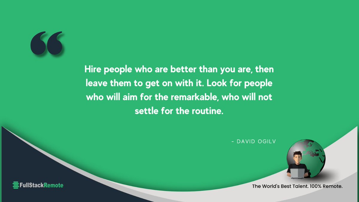 FSRemote's tweet image. Attracting the very best in the job market should be a must for every company. Therefore, always aim high when recruiting and settle for less.
Visit and learn about FSR 👉 bit.ly/39wXM93
#howtohiresoftwareengineers #howtohirethebestsoftwaredevelopers