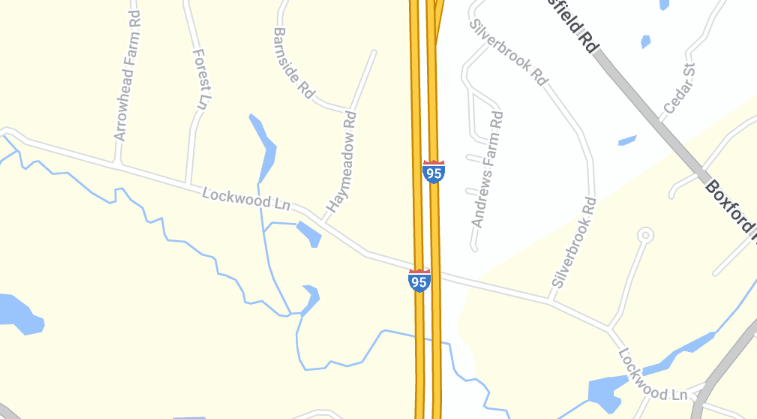 Begining this week in #Boxford full closure of the Lockwood Lane Bridge over I-95 for bridge rehabilitation and preservation work. Closure in place through early December 2023.