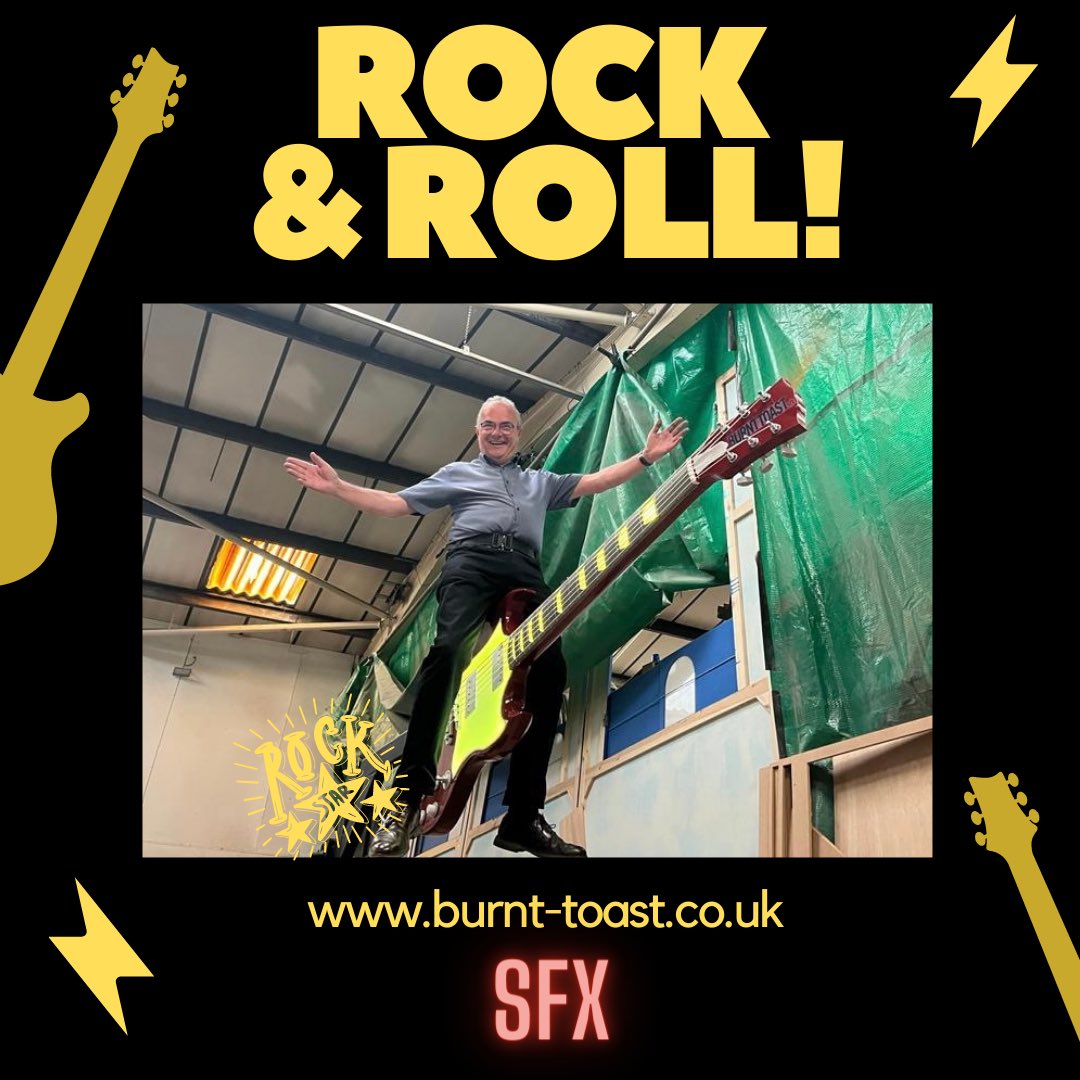 We loved having @BBCRadioLincs @melvynprior in our workshop today. We always knew he was a rock god! 🤘🎸 #rockmusic #electricguitar #sfx #flying #SchoolofRock