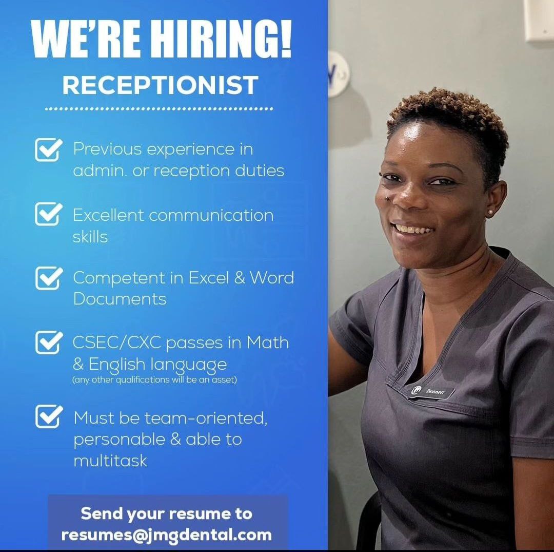 A receptionist is Required ASAP!  Please email resumes@jmgdental.com.

For more jobs visit bit.ly/NewCJJobs

Interested in work-from-home jobs? 
Follow @caribbeanremote to see what’s  available and apply

#careerja